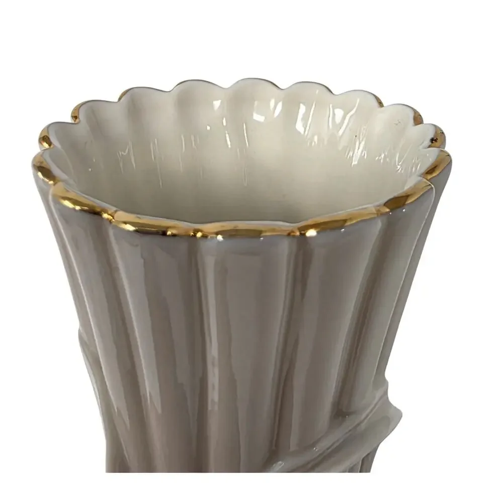 Lenox Daffodil Vase Ivory Porcelain Gold Trim Floral Bud Vase 5.5 Inch